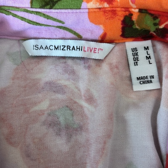 Isaac Mizrahi Lavender Floral Collared Button Down Dress With Pockets Size M - Picture 3 of 4